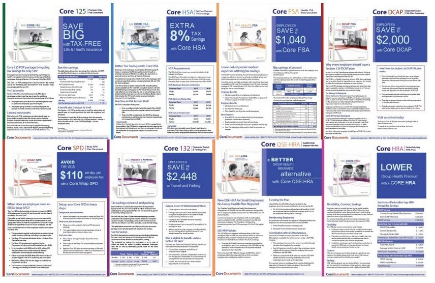 Core Documents, Inc., releases full product set of Brochures for Tax-Free Benefit Plan Document packages.