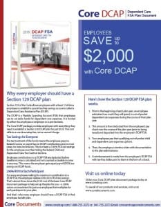Core Section 129 Dependent Care Assistance FSA Plan Document Brochure -- Section 125 Cafeteria Plan Options for 2018