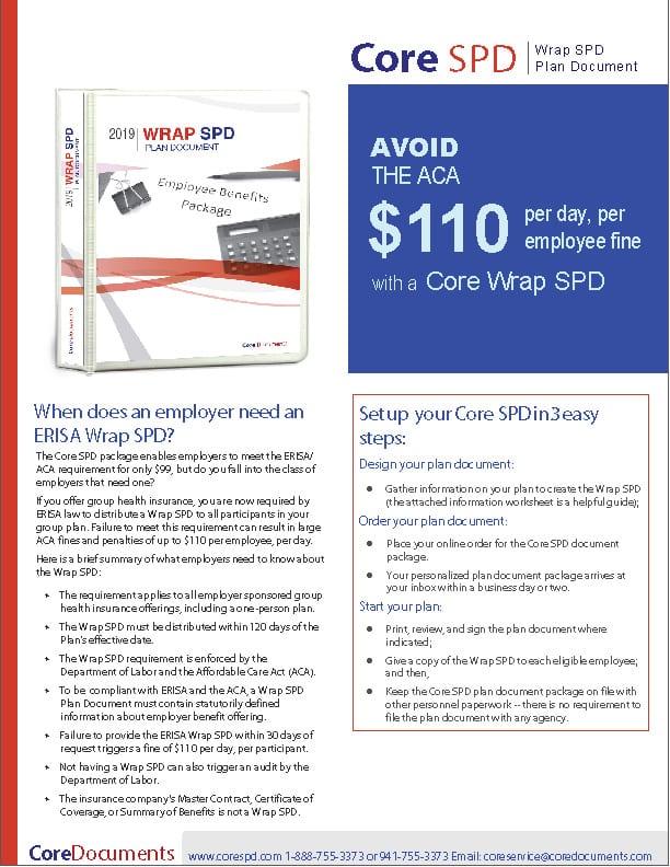 Download the Core Wrap SPD Plan Document and Forms Brochure - ERISA Wrap SPD