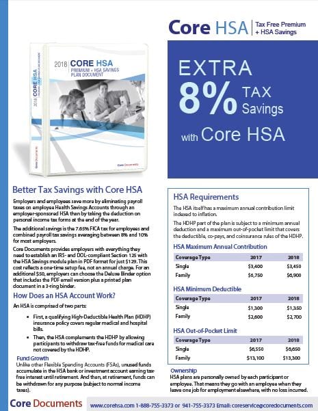 Core Section 125 Premium and HSA Savings Plan Document Brochure